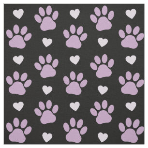 Muster von Paws, Hundeschäften, Lilac-Pfoten, Herz Stoff