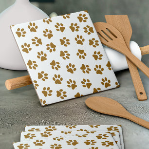 Muster von Paws, Hundeschäften, orangefarbene Gold Fliese