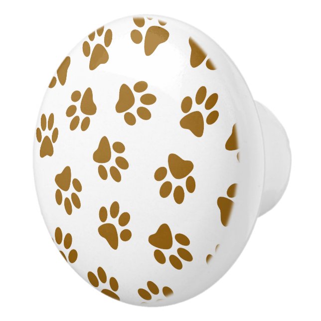 Muster von Paws, Hundeschäften, orangefarbene Gold Keramikknauf (Rechts)