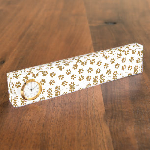 Muster von Paws, Hundeschäften, orangefarbene Gold Namensplakette