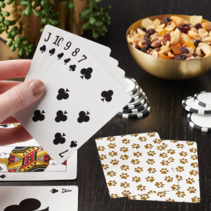 Muster von Paws, Hundeschäften, orangefarbene Gold Spielkarten