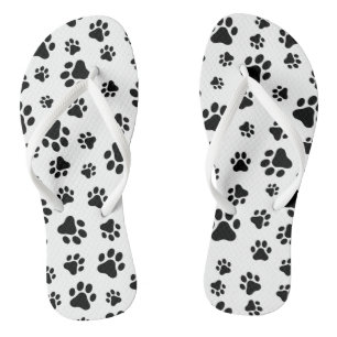 Muster von Paws, Hundeschäften, Schwarz und Weiß Flip Flops