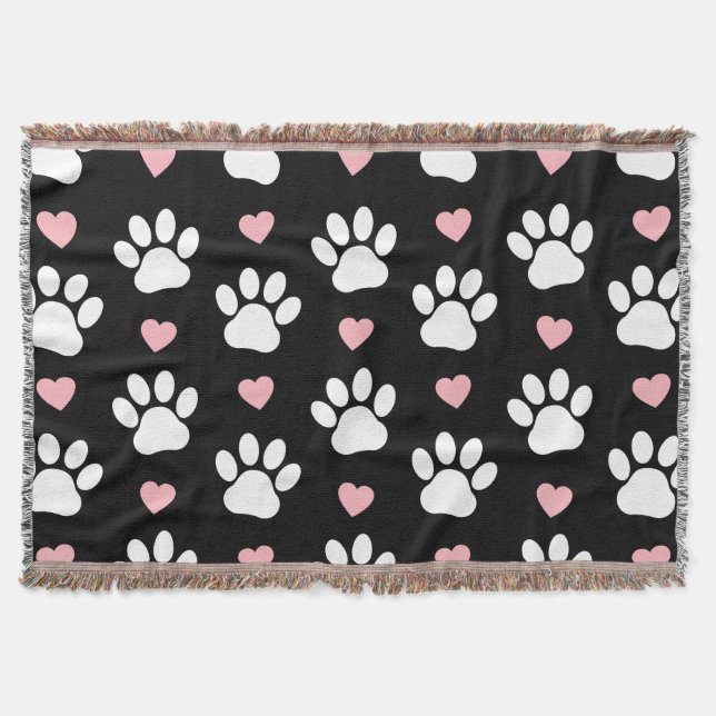 Muster von Paws, Hundeschrauben, Weiße Pfoten, ros Decke (Vorderseite)