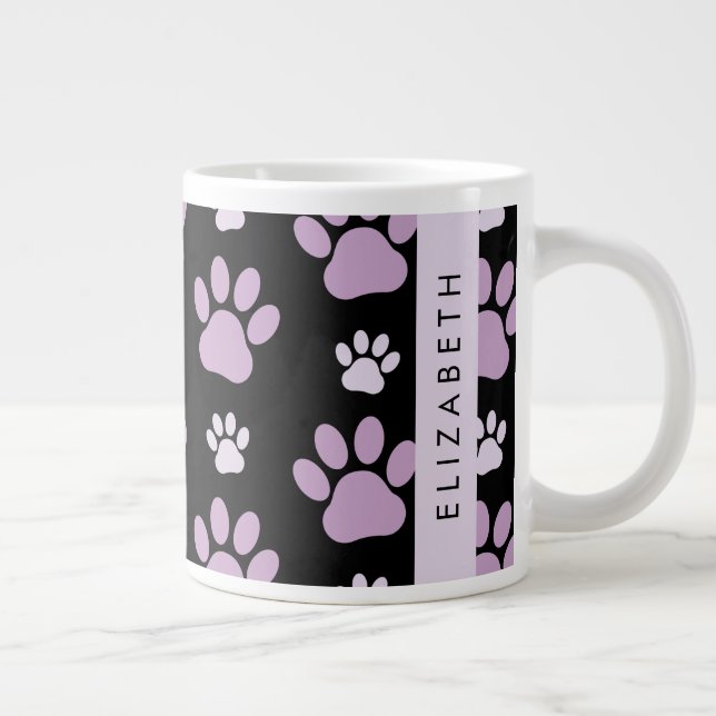 Muster von Paws, Lilac Paws, Dog Paws, Ihr Name Jumbo-Tasse (Rechts)
