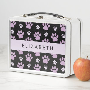 Muster von Paws, Lilac Paws, Dog Paws, Ihr Name Metall Brotdose