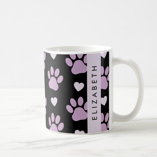 Muster von Paws, Lilac Paws, Herz, Ihr Name Kaffeetasse (Rechts)