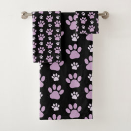 Muster von Paws, Lilac Paws, Hundepfen, Paw Prints Badhandtuch Set