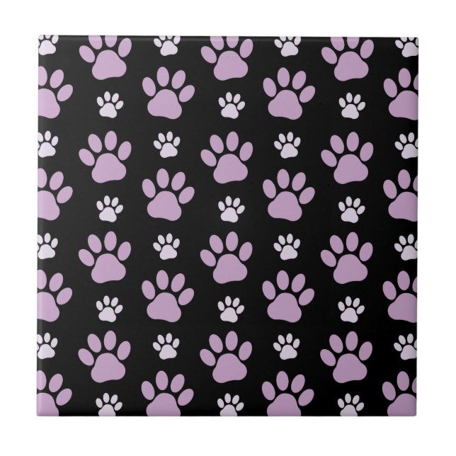 Muster von Paws, Lilac Paws, Hundepfen, Paw Prints Fliese (Vorderseite)
