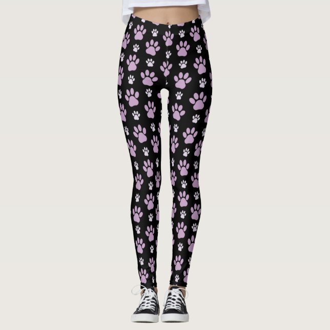Muster von Paws, Lilac Paws, Hundepfen, Paw Prints Leggings (Vorderseite)