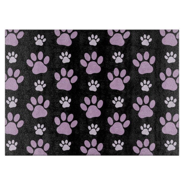 Muster von Paws, Lilac Paws, Hundepfen, Paw Prints Schneidebrett (Vorderseite)
