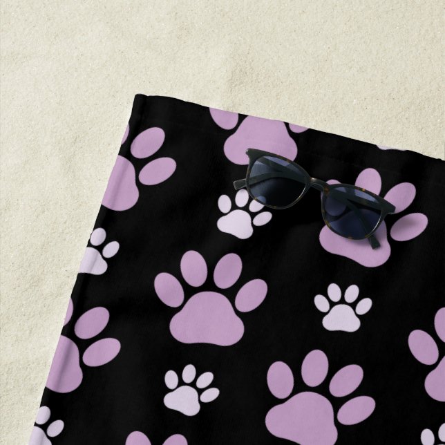 Muster von Paws, Lilac Paws, Hundepfen, Paw Prints Strandtuch (Beispiel)