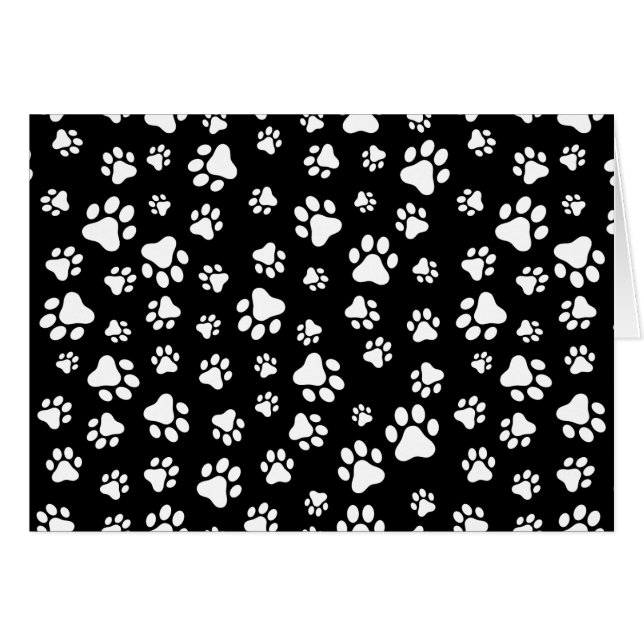 Muster von Paws, Paw Prints, Schwarz und Weiß (Vorderseite (Horizontal))