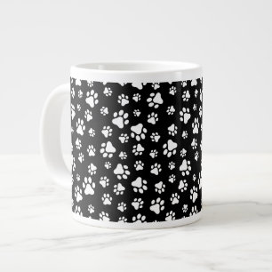 Muster von Paws, Paw Prints, Schwarz und Weiß Jumbo-Tasse