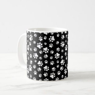 Muster von Paws, Paw Prints, Schwarz und Weiß Kaffeetasse