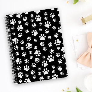 Muster von Paws, Paw Prints, Schwarz und Weiß Planer
