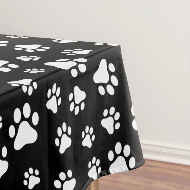 Muster von Paws, Paw Prints, Schwarz und Weiß Tischdecke (Beispiel)