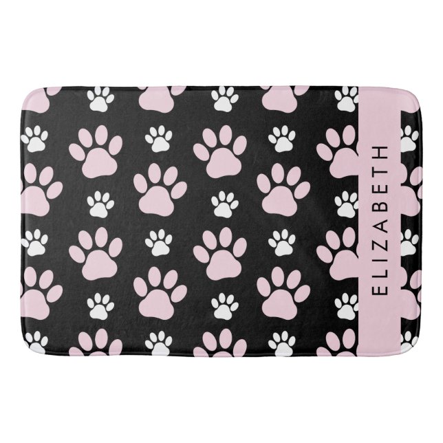 Muster von Paws, rosa Paws, Dog Paws, Ihr Name Badematte (Vorderseite)