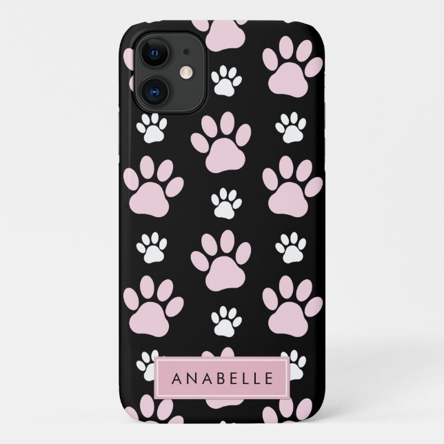 Muster von Paws, rosa Paws, Dog Paws, Ihr Name Case-Mate iPhone Hülle (Rückseite)