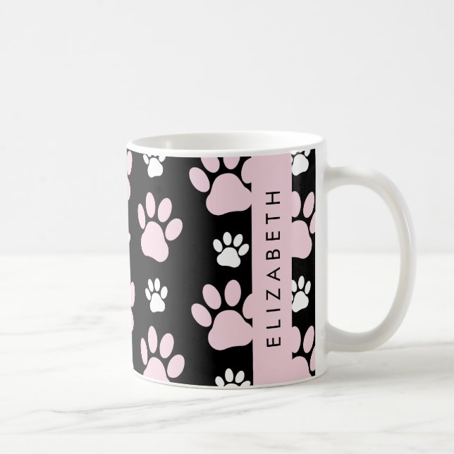 Muster von Paws, rosa Paws, Dog Paws, Ihr Name Kaffeetasse (Rechts)