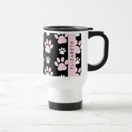 Muster von Paws, rosa Paws, Dog Paws, Ihr Name Reisebecher