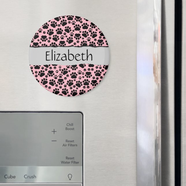 Muster von Paws, schwarzen Paws, Dog Paws, Ihr Nam Magnet (In Situ (Kühlschrank))