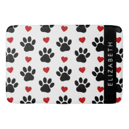 Muster von Paws, schwarzen Paws, roten Herzen, Ihr Badematte