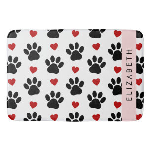 Muster von Paws, schwarzen Paws, roten Herzen, Ihr Badematte