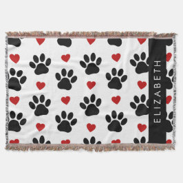 Muster von Paws, schwarzen Paws, roten Herzen, Ihr Decke