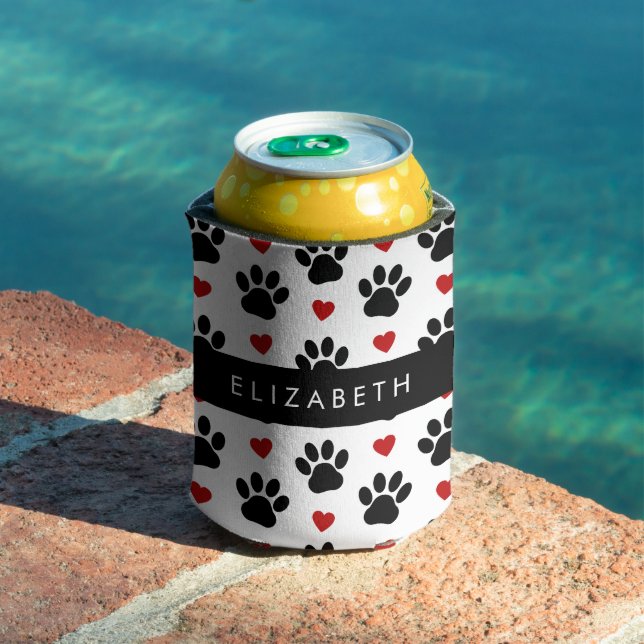 Muster von Paws, schwarzen Paws, roten Herzen, Ihr Dosenkühler (In Situ Pool)
