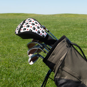 Muster von Paws, schwarzen Paws, roten Herzen, Ihr Golf Headcover
