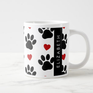 Muster von Paws, schwarzen Paws, roten Herzen, Ihr Jumbo-Tasse