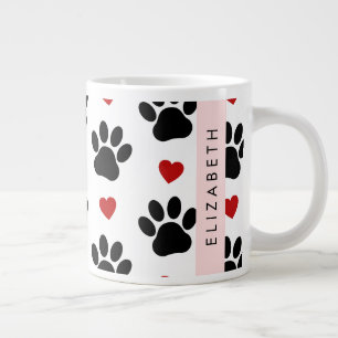 Muster von Paws, schwarzen Paws, roten Herzen, Ihr Jumbo-Tasse
