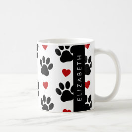 Muster von Paws, schwarzen Paws, roten Herzen, Ihr Kaffeetasse