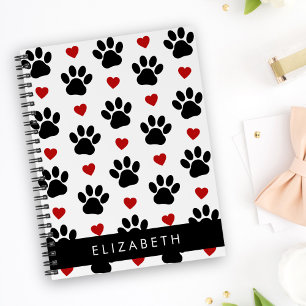 Muster von Paws, schwarzen Paws, roten Herzen, Ihr Planer
