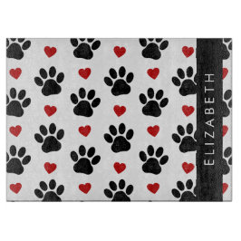 Muster von Paws, schwarzen Paws, roten Herzen, Ihr Schneidebrett