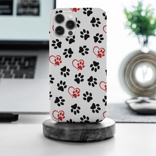 Muster von Paws, schwarzen Paws, roten Paws, Herz Case-Mate iPhone Hülle (Von Creator hochgeladen)