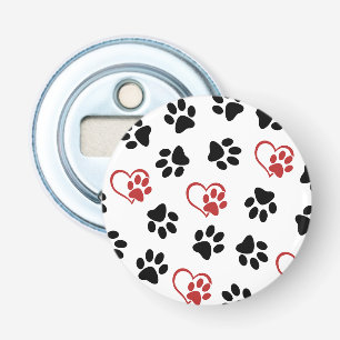 Muster von Paws, schwarzen Paws, roten Paws, Herz Flaschenöffner