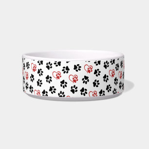 Muster von Paws, schwarzen Paws, roten Paws, Herz Napf