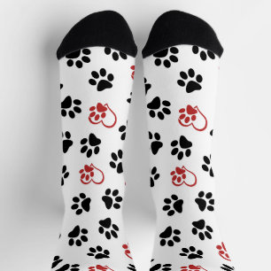 Muster von Paws, schwarzen Paws, roten Paws, Herz Socken