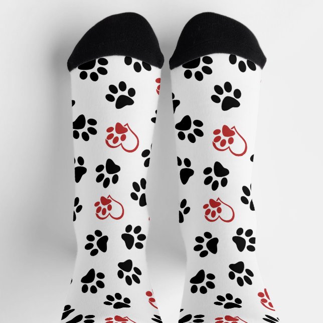 Muster von Paws, schwarzen Paws, roten Paws, Herz Socken (Oben)