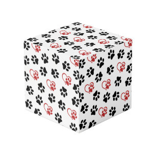 Muster von Paws, schwarzen Paws, roten Paws, Herz Würfel
