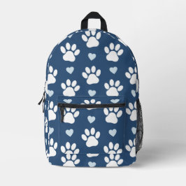 Muster von Pfähnen, Hundpfägen, weißen Pfoten, bla Bedruckter Rucksack