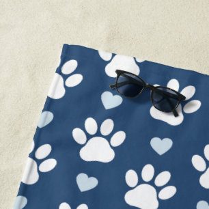 Muster von Pfähnen, Hundpfägen, weißen Pfoten, bla Strandtuch