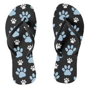 Muster von Pfoten, blauen Pfoten, Hundepfoten, Tie Flip Flops