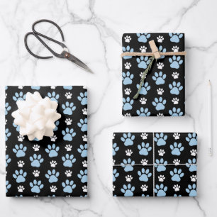 Muster von Pfoten, blauen Pfoten, Hundepfoten, Tie Geschenkpapier Set