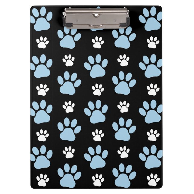 Muster von Pfoten, blauen Pfoten, Hundepfoten, Tie Klemmbrett (Vorderseite)