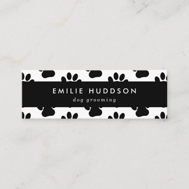 Muster von Pfoten, Hunde-Groomer, Hunde-Walker, Pe Mini Visitenkarte (Vorderseite)