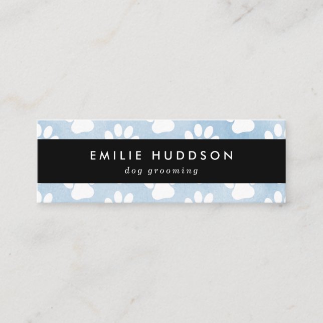Muster von Pfoten, Hunde-Groomer, Hunde-Walker, Pe Mini Visitenkarte (Vorderseite)
