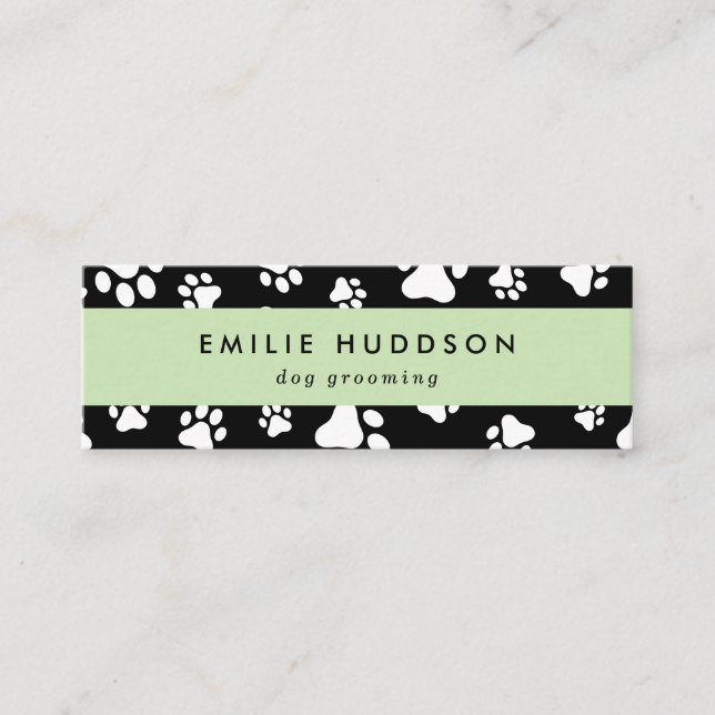Muster von Pfoten, Hunde-Groomer, Hunde-Walker, Pe Mini Visitenkarte (Vorderseite)