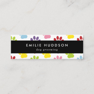 Muster von Pfoten, Hunde-Groomer, Hunde-Walker, Pe Mini Visitenkarte